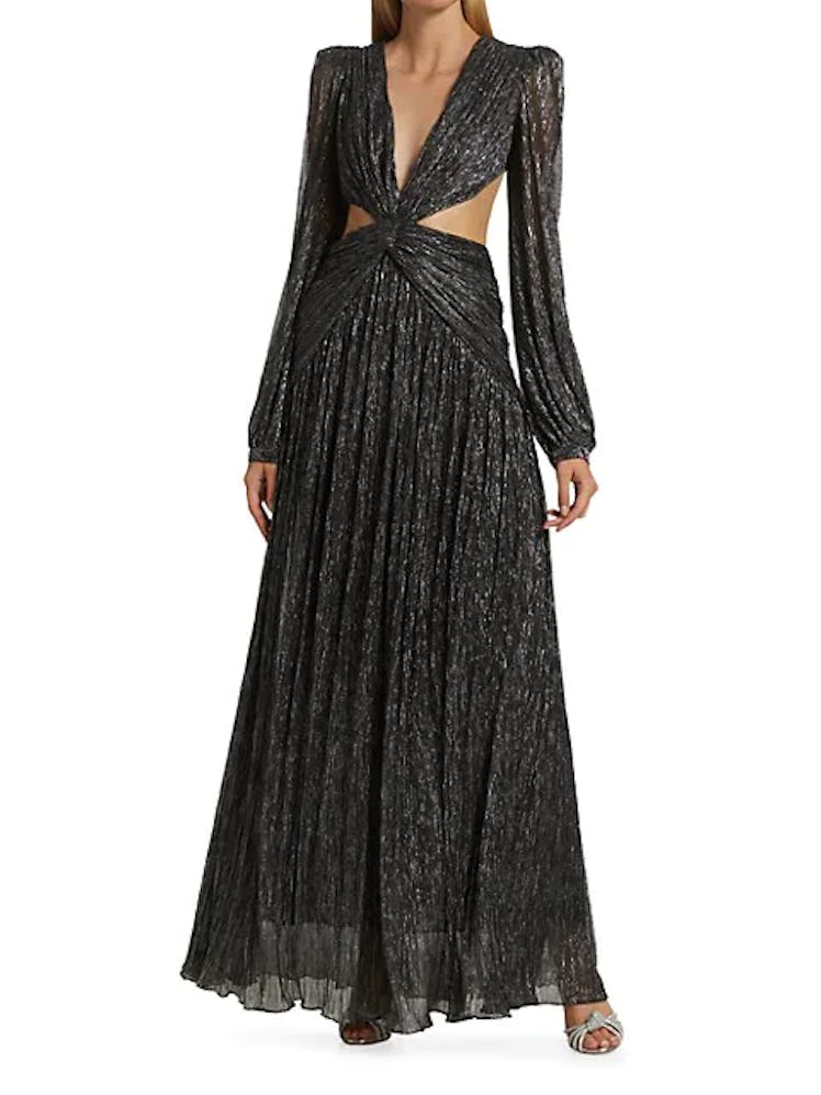 Sparkly Plunge Cutout Gown