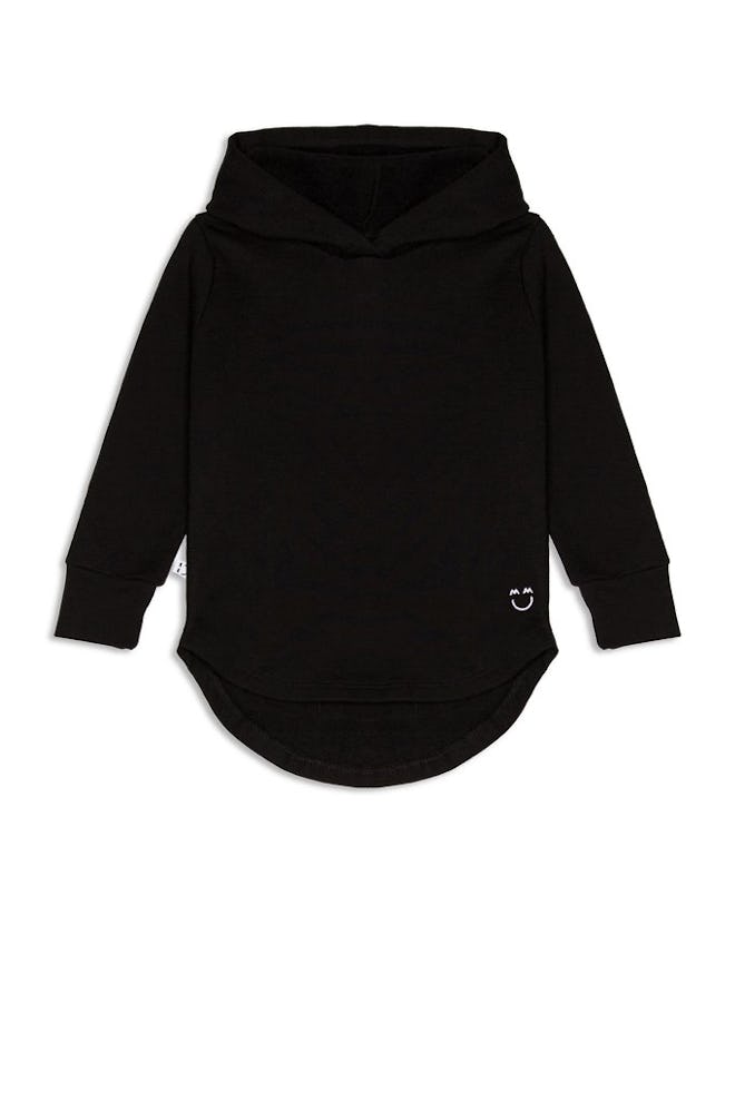 Flat lay of black hoodie