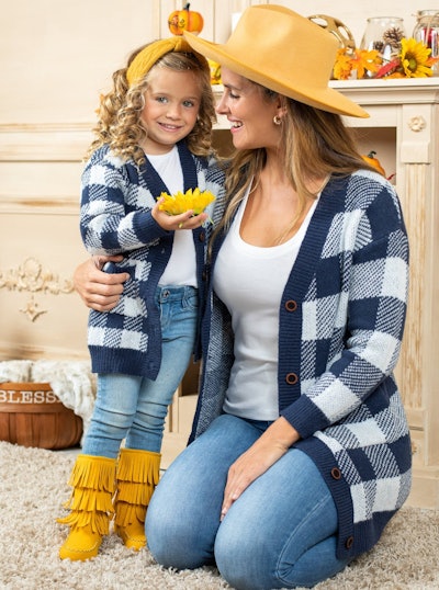 Mommy and Me Falling Leaves Oversized Cardigan
