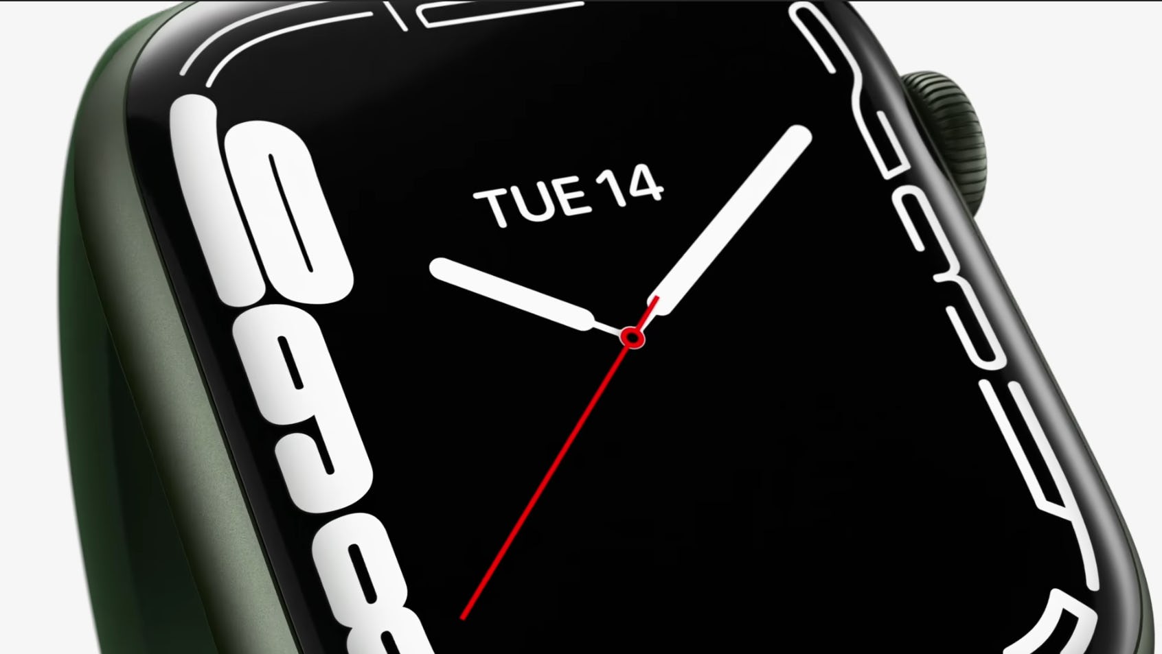 A close up of the Apple Watch Series 7 with Contour face. How the Apple Watch Series 7 compares to t...