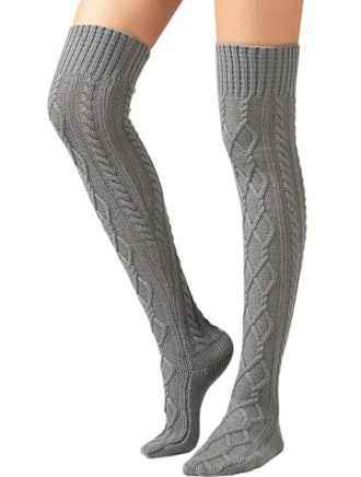 SherryDC Cable Knit Thigh High Boot Socks 