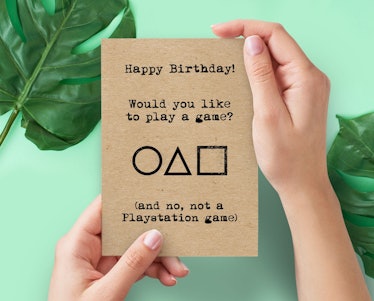 This 'Squid Game' birthday card on Etsy looks like the card from the Netflix series.