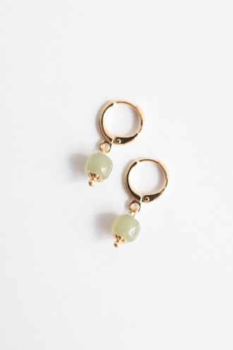 Erin cyan jade stone hoop earrings from seree.