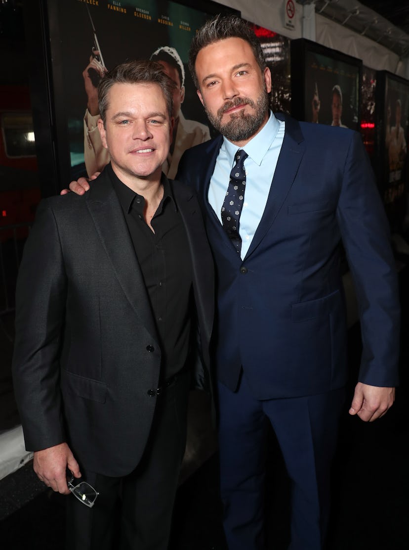 Matt Damon and Ben Affleck attend the premiere Of Warner Bros. Pictures' "Live By Night"