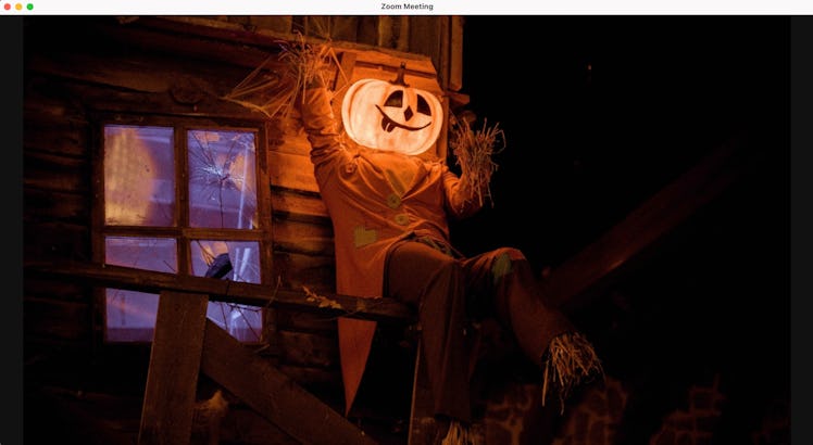Haunted house zoom background: jack-o-lantern