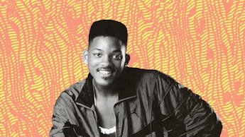 Will Smith as Will from The Fresh Prince of Bel-Air smiling and posing while sitting down.