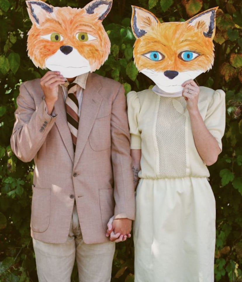 Couple wearing Fantastic Mr. Fox masks