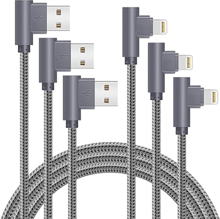 MFi Certified 10FT 90 Degree Lightning Cable iPhone Charger (3-Pack)