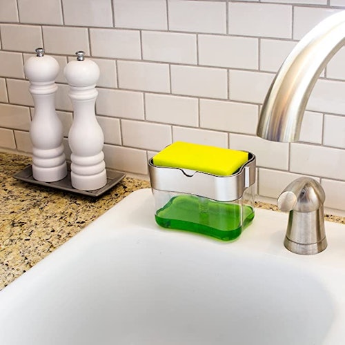 S&T INC. Soap Pump Dispenser and Sponge Holder