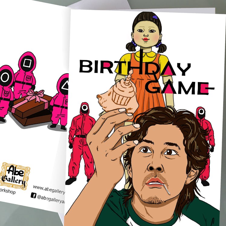 This is just one of many 'Squid Game' birthday cards on Etsy. 