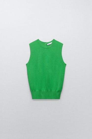 Sleeveless Knit Top in Green from Zara.