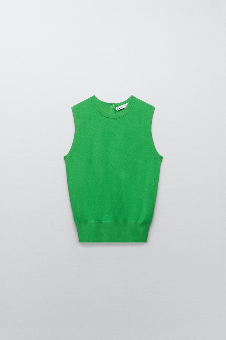Sleeveless Knit Top in Green from Zara.