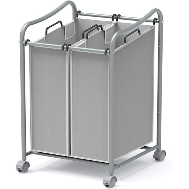 Simple Houseware 2-Bag Heavy Duty Rolling Laundry Sorter Cart
