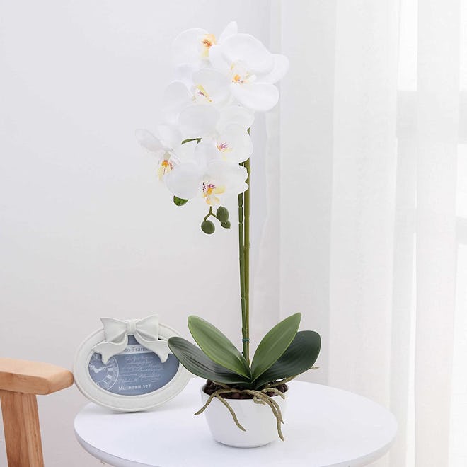 LIVILAN White Artificial Orchid Flower