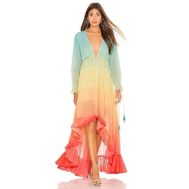 rainbow tiered flowy dress