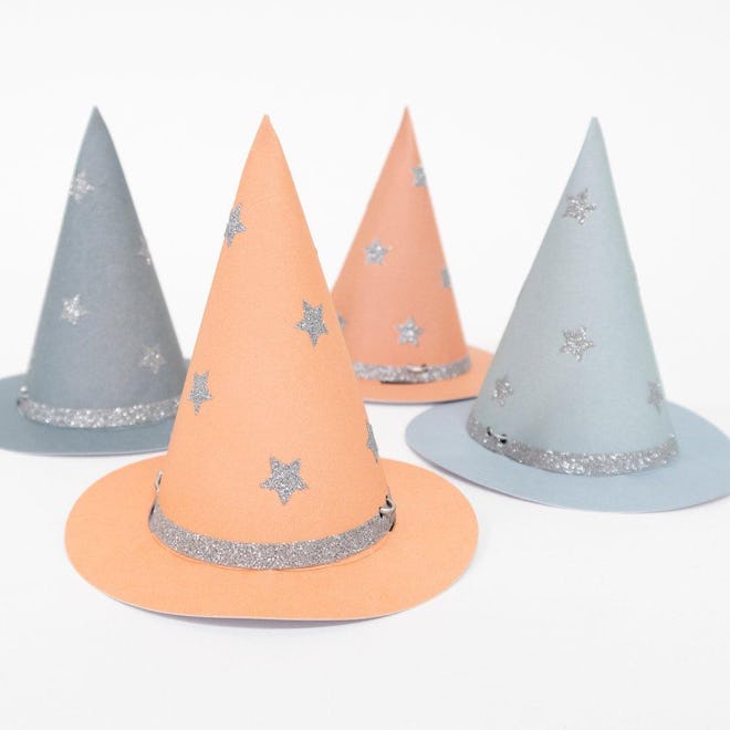 Halloween witch party hats in pastel colors