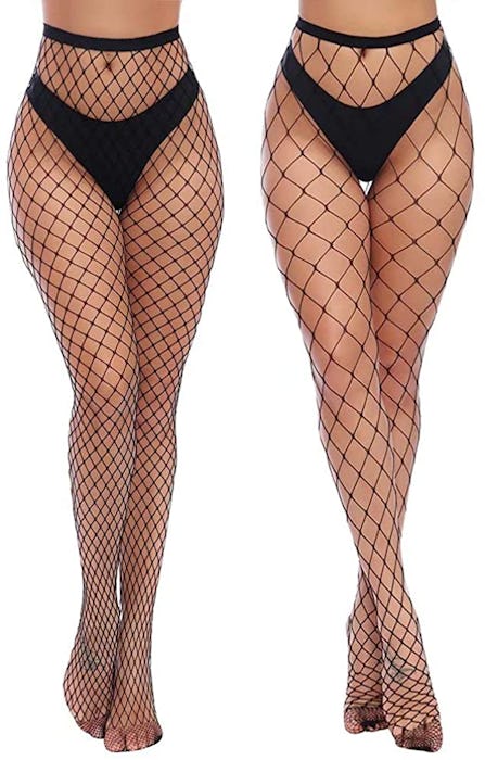 Charmnight High-Waisted Fishnet Stockings (2-Pack)