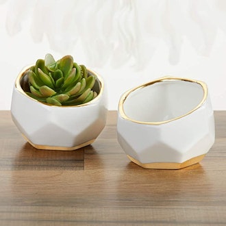 Kate Aspen Geometric Ceramic Planters Bowls (2-Pack)