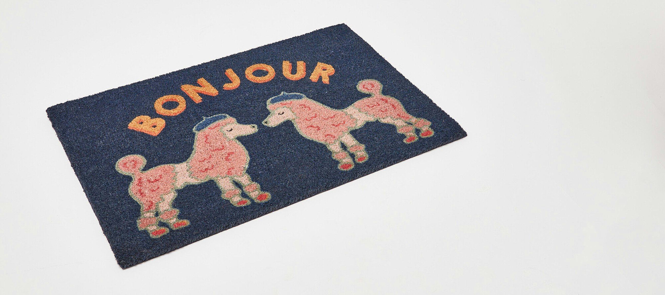 Bonjour Poodle Blue Doormat Large