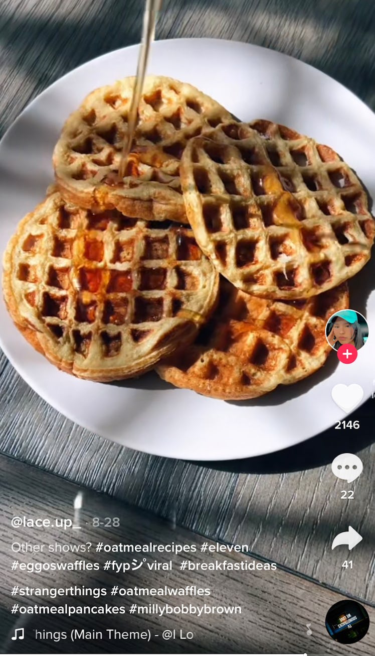 A TikToker makes oatmeal waffles, which are some of the 'Stranger Things'-inspired recipes on TikTok...