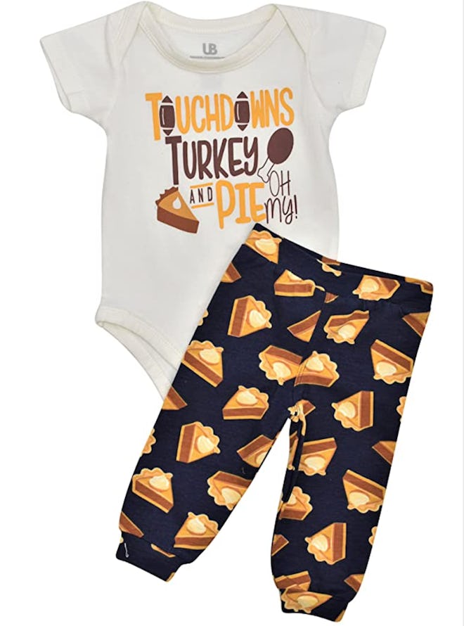 Unique Baby Unisex Touchdowns and Turkey Thanksgiving Outfit