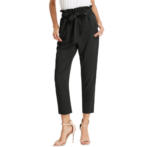 GRACE KARIN Cropped Paper Bag Waist Pants with Pockets
