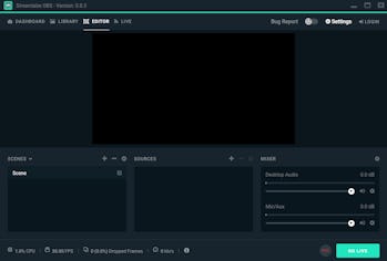 Streamlabs OBS empty dashboard