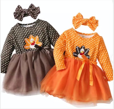 Thanksgiving Toddler Girl Polka Dots Dress
