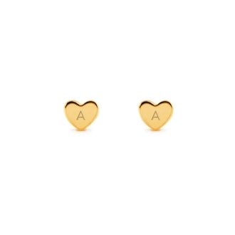 Tiny Heart Initial Studs in 14K Gold from AMYO.