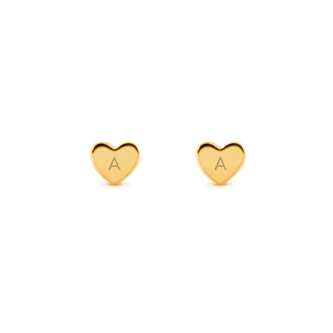 Tiny Heart Initial Studs in 14K Gold from AMYO.