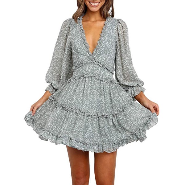 Dokotoo V-Neck Ruffle Dress