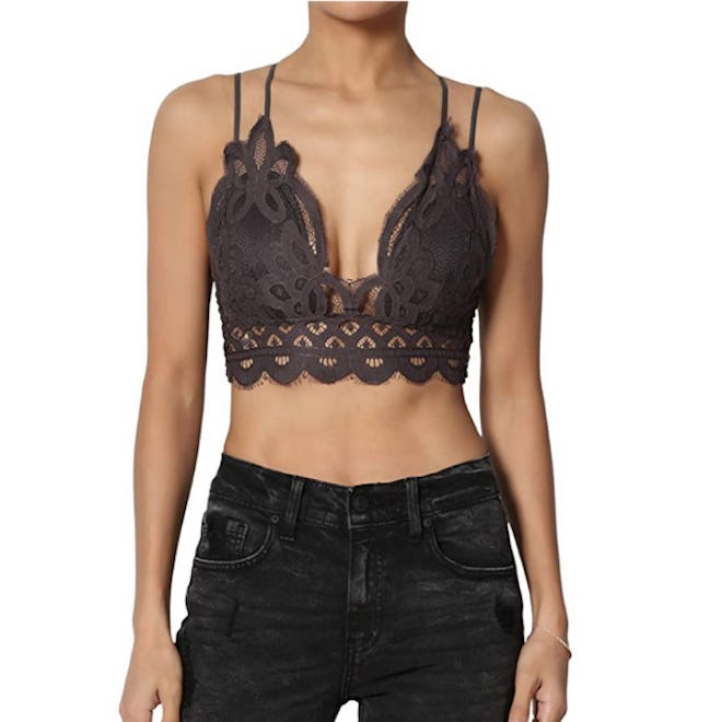 TheMogan Cross-Strap Lace Bralette