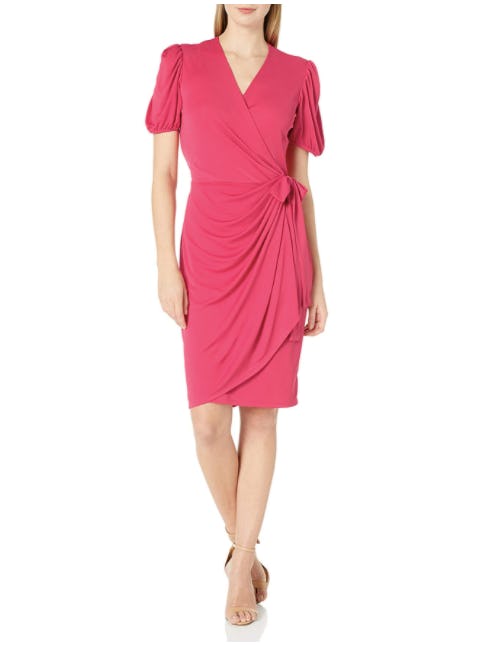 Lark &amp; Ro Puff Sleeve Wrap Dress