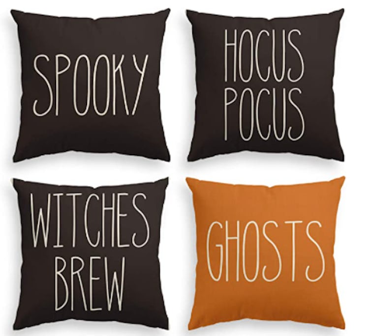 These cheugy Halloween trends include Rae Dunn typography designs.