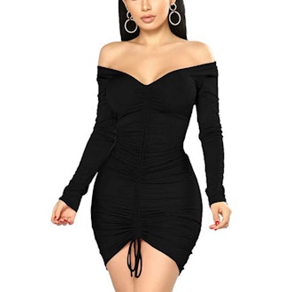 XXTAXN Ruched Off-The-Shoulder Mini Dress