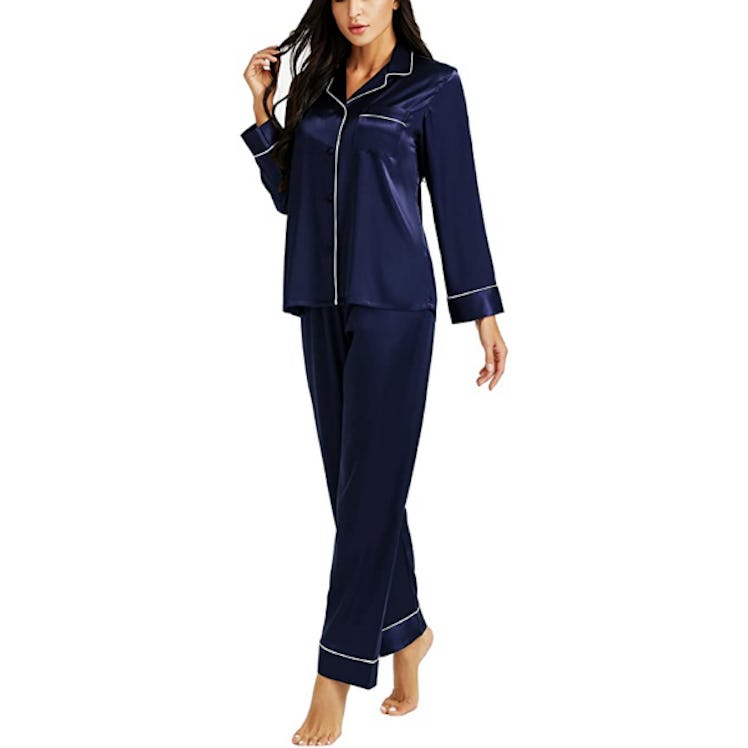 LONXU Silk Satin Pajamas Set