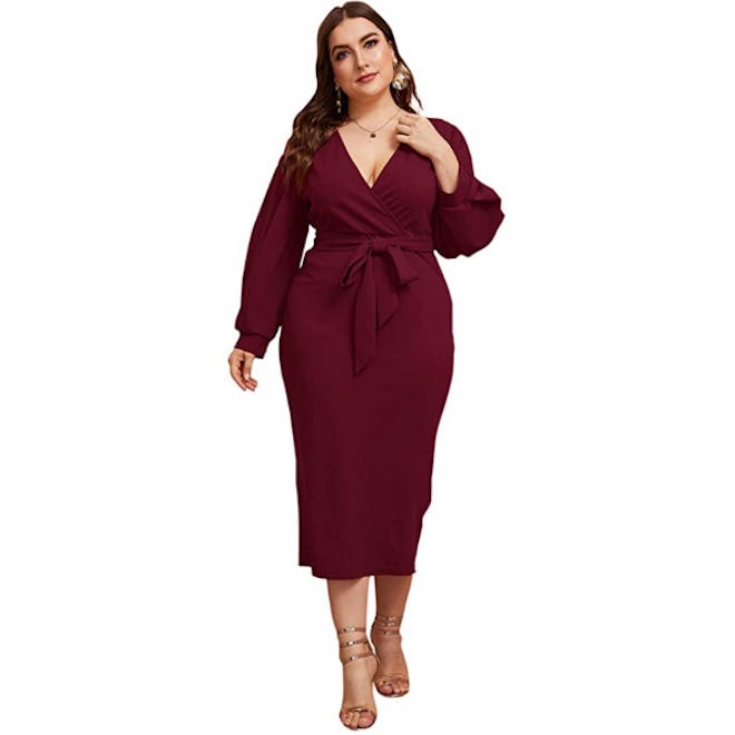 Verdusa V-Neck Belted Dress