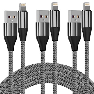 FEEL2NICE 10-Foot iPhone Charger Cables (3-Pack)