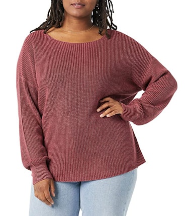 Goodthreads Women's Relaxed Fit Mineral Wash Ribbed Boatneck Pullover Sweater