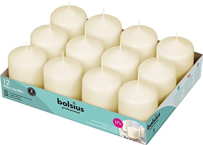 BOLSIUS Ivory Pillar Candles (Set of 12)