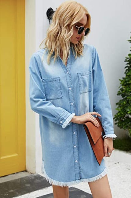 ZILCREMO Denim Shirt Dress