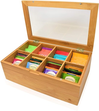 RoyalHouse Big Natural Bamboo Tea Box Storage Organizer