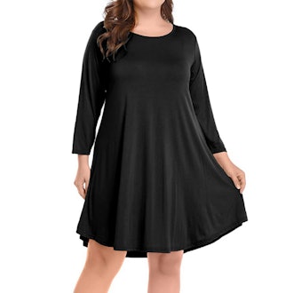 BELAROI Plus Size 3/4 Sleeve T Shirt Dress