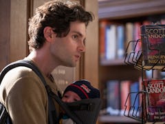PENN BADGLEY as JOE GOLDBERG with baby in Season 3 of Netflix's 'You'