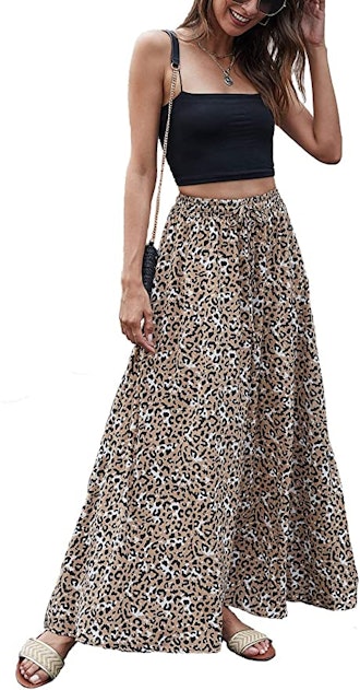 Bluetime Leopard Print Maxi Skirt 