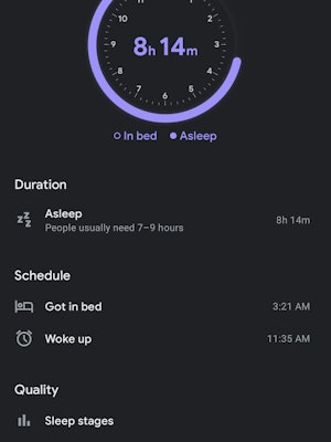 Google fit app sleeping information 
