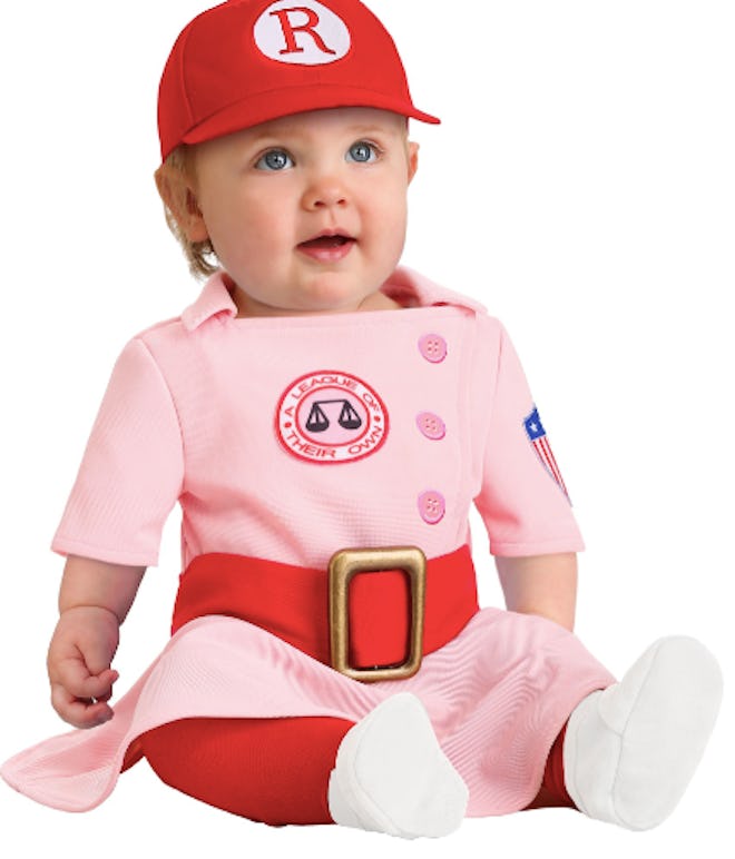Baby wearing A League of Their Own costume