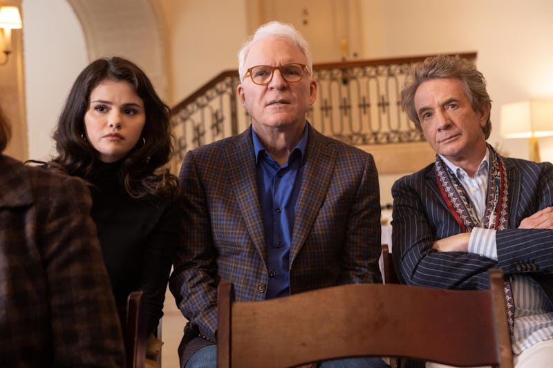 Mabel (Selena Gomez), Oliver (Martin Short), and Charles (Steve Martin) in 'Only Murders in the Buil...