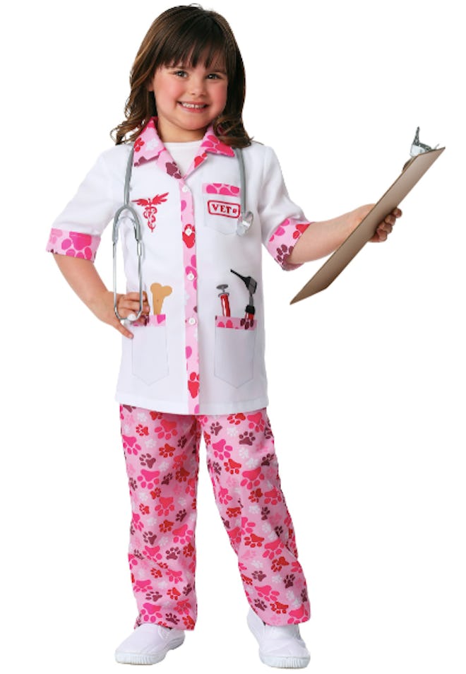 Girl wearing a veterinarian costume