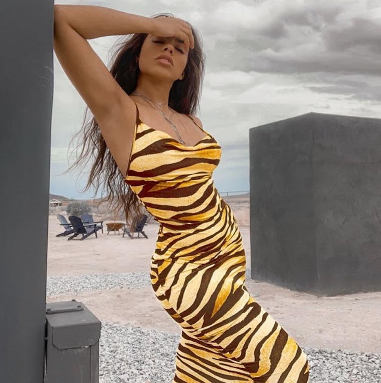Yellow and black tiger print maxi dress 